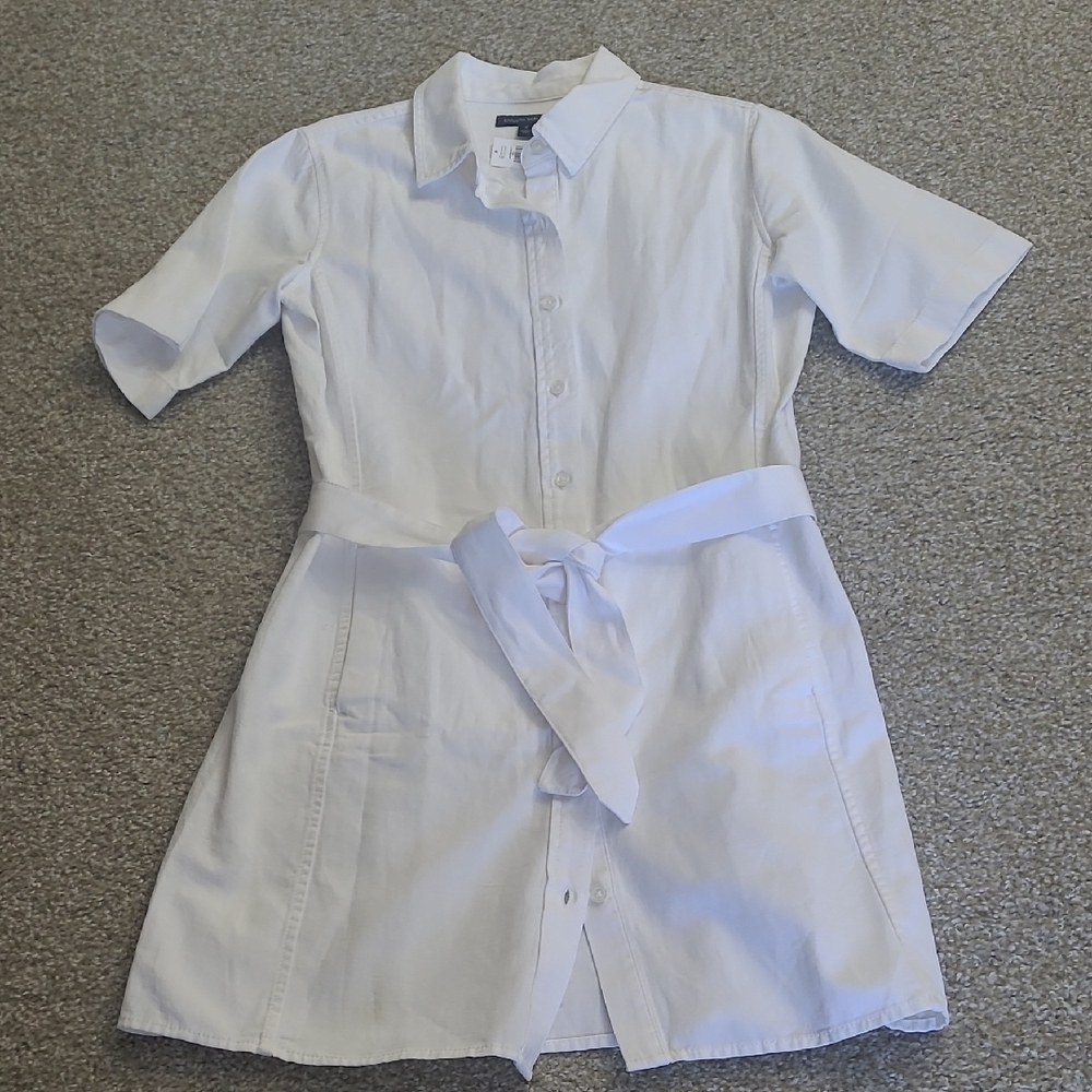 Banana Republic White Notched Collar Shirt Dress